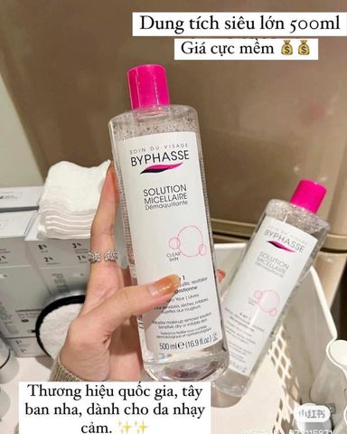 Nước Tẩy Trang Byphasse Solution Micerallaire 500ml - Sạch sâu, nhẹ nhàng, phù hợp mọi loại da, không cần rửa lại, mang lại làn da tươi mới.