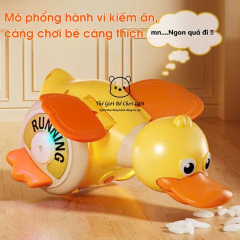 Vịt Đồ Chơi Thông Minh Có Nhạc & Đèn LED, Xoay 360° - Phát Triển Vận Động Cho Bé Tập Bò, Quà Tặng Hấp Dẫn Từ 1 Tuổi Trở Lên