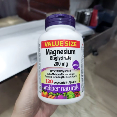 Viên uống bổ sung magie Webber Naturals Magnesium Bisglycinate 200mg - Hỗ trợ sức khỏe, ngủ ngon và giảm căng thẳng