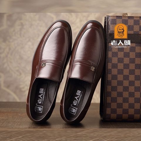 Giày Tây Nam Da Logo Ông Già - Giày Lười Cao Cấp Đế Khâu Cao Su Non, Đi êm Áo Dài, Thoải Mái, Phù Hợp Đi Học, Đi Chơi, Đi Làm