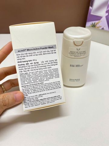 Sữa Rửa Mặt Dạng Bột Su:m37 Micro Active Powder Wash 60g - Tẩy Tế Bào Chết Dịu Nhẹ Cho Da Nhạy Cảm, Độ pH 5.5-6.5