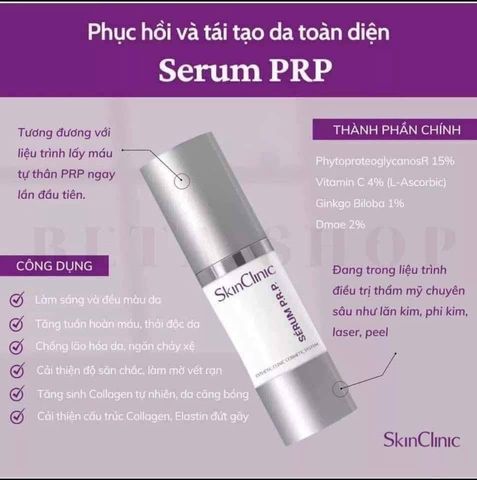 Tinh Chất Dưỡng Da Toàn Diện Serum Tế Bào Gốc Prp Skinclinic 30ml - Phục hồi và làm sáng da, giảm lão hóa, cung cấp độ ẩm hiệu quả.