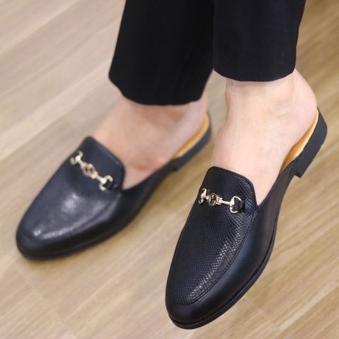 Giày Sục Nam Da Vân Đan Nhỏ Sần Nhẹ Sang Trọng - Thời Trang Hở Gót Dễ Phối Đồ Cho Mọi Dịp