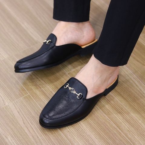 Giày Sục Nam Da Vân Đan Nhỏ Sần Nhẹ Sang Trọng - Thời Trang Hở Gót Dễ Phối Đồ Cho Mọi Dịp