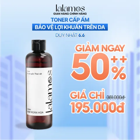 Toner Cánh Kim Ngân Hoa Lalamos 250ml - Dưỡng Ẩm và Se Khít Lỗ Chân Lông, Phù Hợp Cho Da Nhạy Cảm
