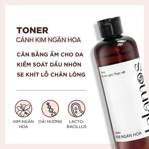 Toner Cánh Kim Ngân Hoa Lalamos 250ml - Dưỡng Ẩm và Se Khít Lỗ Chân Lông, Phù Hợp Cho Da Nhạy Cảm