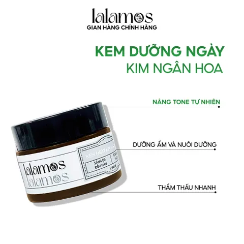 Kem Ngày Kim Ngân Hoa Lalamos 50ml - Dưỡng Trắng Sáng Da, Mờ Thâm, Cấp Ẩm Tối Ưu, Giúp Da Khỏe Mạnh tự nhiên