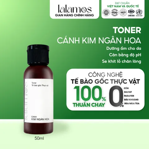 Toner Cánh Kim Ngân Hoa Lalamos 50ml - Dưỡng Ẩm, Se Khít Lỗ Chân Lông, Phù Hợp Với Da Nhạy Cảm
