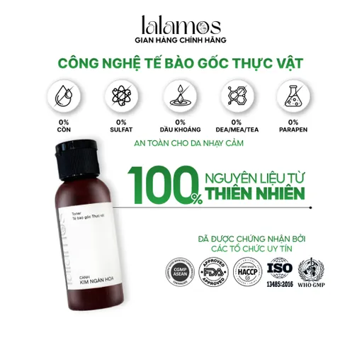 Toner Cánh Kim Ngân Hoa Lalamos 50ml - Dưỡng Ẩm, Se Khít Lỗ Chân Lông, Phù Hợp Với Da Nhạy Cảm