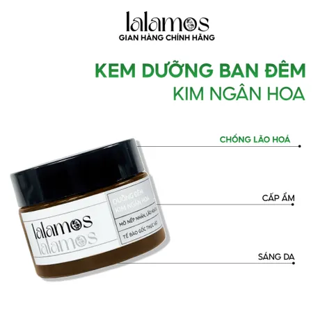 Kem Dưỡng Ban Đêm Kim Ngân Hoa Lalamos 50ml - Chống Lão Hóa, Sáng Da, Cấp Ẩm Sâu Cho Làn Da Căng Bóng Mịn Màng