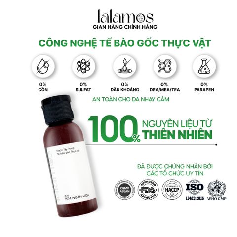 Nước Tẩy Trang Lalamos Mini 50ml - Chiết Xuất Kim Ngân Hoa, Làm Sạch Dịu Nhẹ, Dưỡng Ẩm, An Toàn Cho Da Nhạy Cảm