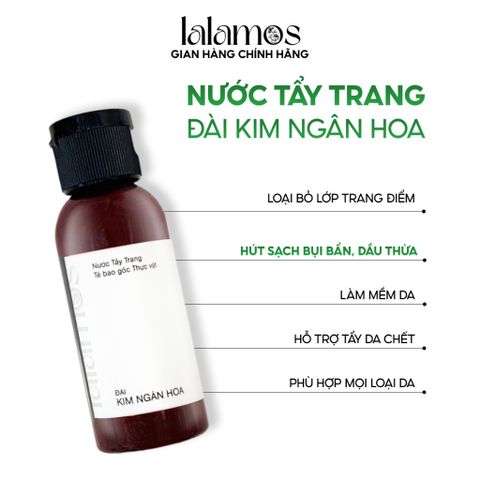 Nước Tẩy Trang Lalamos Mini 50ml - Chiết Xuất Kim Ngân Hoa, Làm Sạch Dịu Nhẹ, Dưỡng Ẩm, An Toàn Cho Da Nhạy Cảm