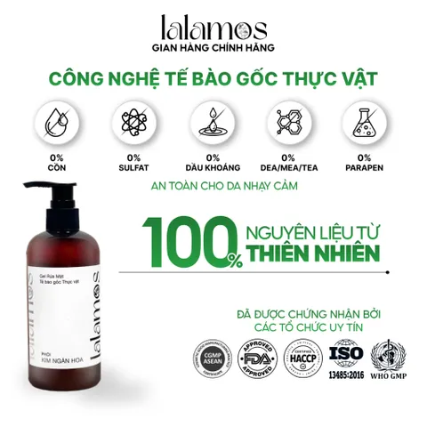 Combo Chăm Sóc Da Trắng Hồng Lalamos - Sữa Rửa Mặt 280ml & Kem Chống Nắng Nhụy Kim Ngân Hoa Nâng Tone SPF 50+ 50ml