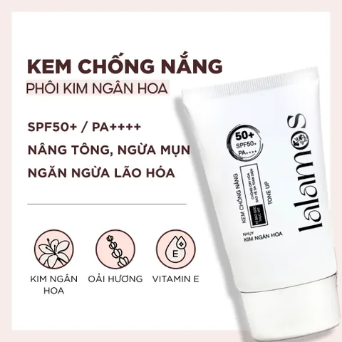 Kem Chống Nắng Lalamos Nhụy Kim Ngân Hoa Tone Up Unisex SPF 50+ PA++++ - Bảo Vệ Da, Nâng Tông, Dưỡng Ẩm - 50ml