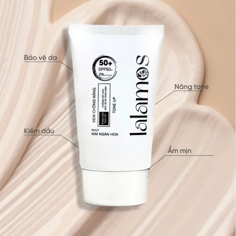 Kem Chống Nắng Lalamos Nhụy Kim Ngân Hoa Tone Up Unisex SPF 50+ PA++++ - Bảo Vệ Da, Nâng Tông, Dưỡng Ẩm - 50ml