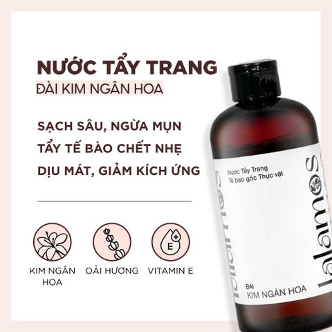 Nước Tẩy Trang Lalamos Đài Kim Ngân Hoa 280ml - Làm Sạch Dịu Nhẹ, Dưỡng Ẩm và Làm Dịu Da, Phù Hợp Mọi Loại Da