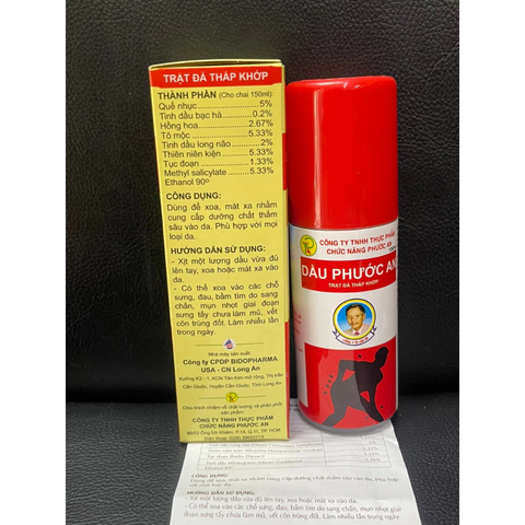 Dầu Xịt Giảm Đau Khớp Phước An 150ml - Giúp Giảm Đau Cơ, Sưng Tấy, Bầm Tím, Thích Hợp Cho Người Vận Động