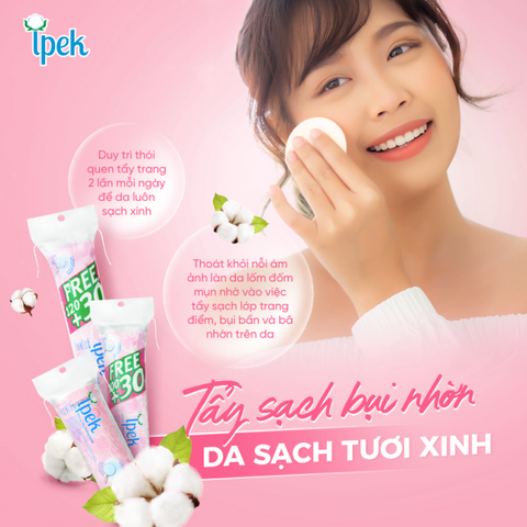 Bông Tẩy Trang Ipek Combo 5 Gói 150 Miếng - 100% Cotton Tự Nhiên, Siêu Mềm Mịn, Dành Cho Mọi Loại Da