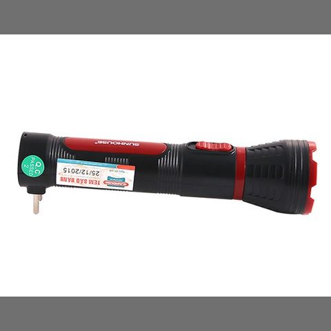 Đèn Pin Tay Cầm Sunhouse SHE-4111 - Đèn Pin Cỡ Lớn Đen Đỏ LED 1W - Nguồn Sáng Mạnh, Thời Gian Sạc 12-15 Giờ, Sử Dụng 1 Giờ Sáng Mạnh 4 Giờ Yếu