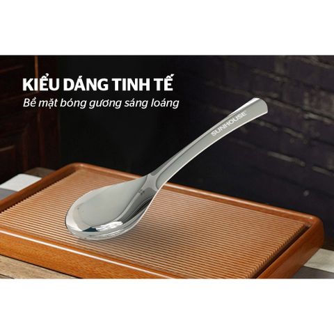 Bộ 2 thìa muỗng canh inox 201 SUNHOUSE KS-S2PO165I - Đồ bếp chất lượng cao, Tiện lợi cho nấu ăn hàng ngày