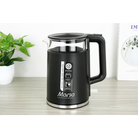 Ấm Siêu Tốc Thủy Tinh 1.7L SUNHOUSE MAMA SHD1330 - Bình Đun Nước Nhanh chóng, An Toàn, 1850W, Chất Liệu Bền Bỉ, Màu Đen