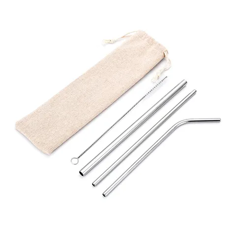 Bộ ống hút inox 304 4 món kèm túi đựng - Cho bình giữ nhiệt, thân thiện môi trường, tiện lợi và dễ vệ sinh