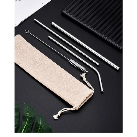 Bộ ống hút inox 304 4 món kèm túi đựng - Cho bình giữ nhiệt, thân thiện môi trường, tiện lợi và dễ vệ sinh