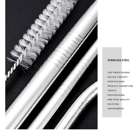 Bộ ống hút inox 304 4 món kèm túi đựng - Cho bình giữ nhiệt, thân thiện môi trường, tiện lợi và dễ vệ sinh