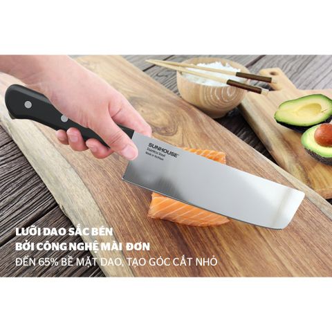Dao Thái SUNHOUSE KS-KN165SS - Lưỡi 16.5cm, Thép SUS420J2, Độ Cứng 52±2 HRC, Công Nghệ Mài 65% - Dụng Cụ Nhà Bếp Chất Lượng Cao