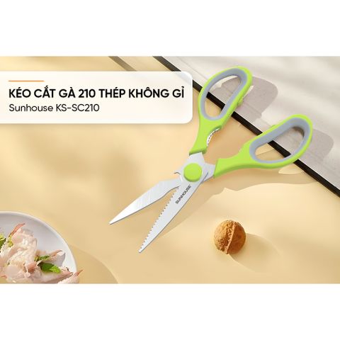 Kéo cắt gà 210 inox SUNHOUSE KS-SC210 - Đồ gia dụng nhà bếp chất lượng cao, thiết kế tay cầm bền đẹp, màu hồng thời trang.