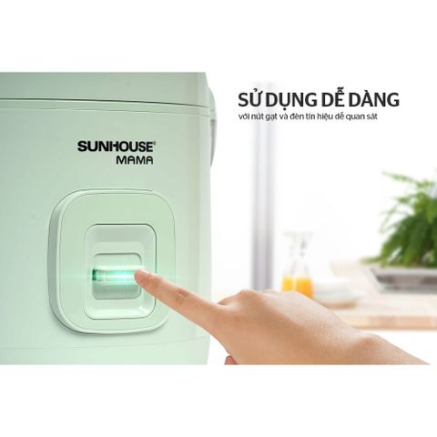 Nồi Cơm Điện SUNHOUSE MAMA SHD8665B 1.8L - Nấu Cơm Ngon, Giữ Ấm, Màu Xanh Ngọc, Chất Liệu Nhựa Siêu Bền