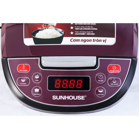 Nồi cơm điện tử 1.8L SUNHOUSE SHD8909 - 6 Chế độ Nấu Tự Động - Nấu Nhanh và Tiết Kiệm Thời Gian Cho 4-6 Người