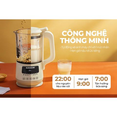 Máy làm sữa hạt đa năng SUNHOUSE SHD5261 - Công suất 400W, dung tích 1000ml, đa chức năng: sữa đậu, sinh tố, cháo và súp