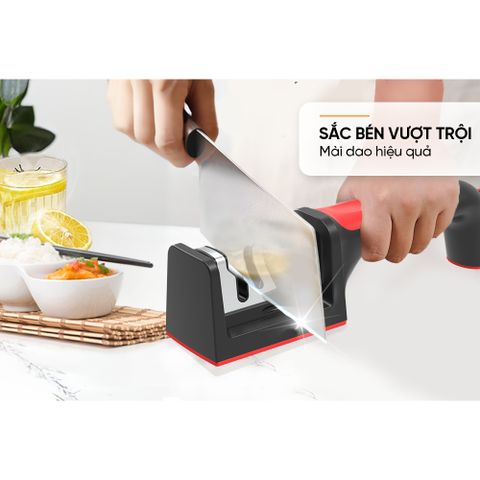 Mài Dao Kéo Cầm Tay 4 Rãnh SUNHOUSE KS-SH4 - Dụng Cụ Bếp Tiện Lợi, Lưỡi Thép Hợp Kim, Chất Liệu Nhựa PP Chắc Chắn