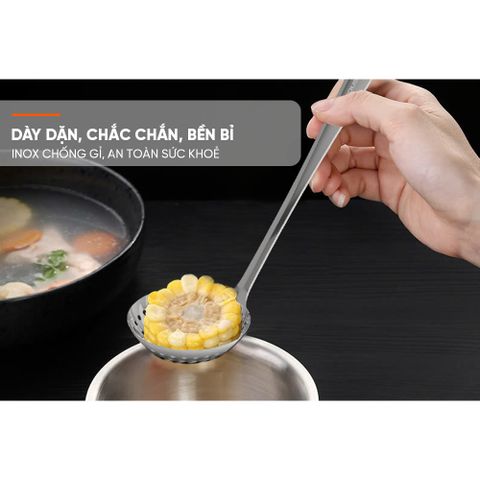 Muôi Vá Thủng 290 Inox SUNHOUSE KS-SL290I - Dụng Cụ Nhà Bếp Chất Lượng Cao, Tiện Ích Cho Mọi Gia Đình