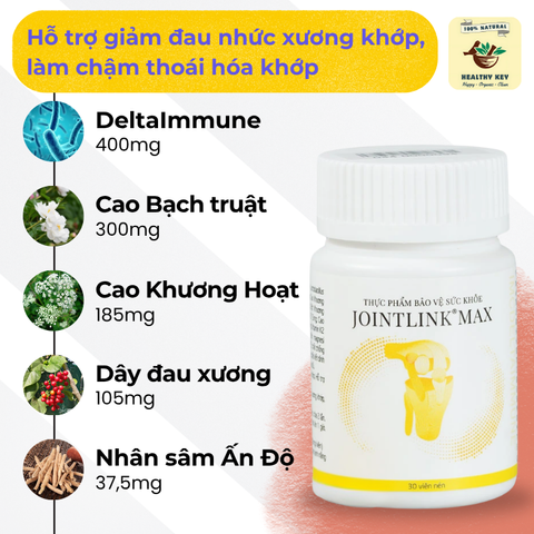 Jointlink Max - Viên Nén Giảm Đau Nhức Xương Khớp Hữu Cơ, Hỗ Trợ Chống Thoái Hóa, Hộp 30 Viên