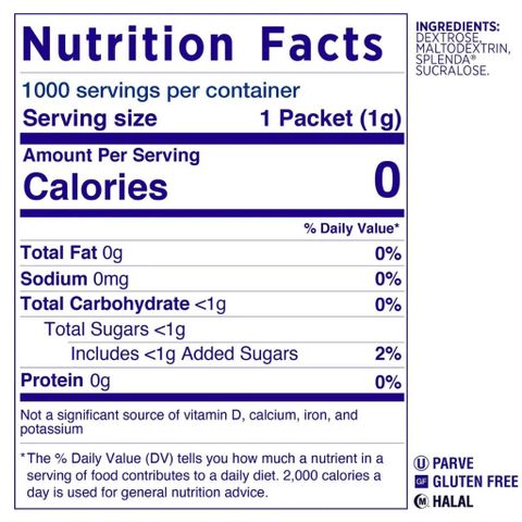 Đường ăn kiêng Splenda Zero Calorie Sweetener 1000 gói - Giải pháp ngọt lành mạnh từ Mỹ, không calo, an toàn cho người tiểu đường