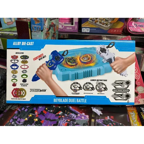 Hộp Đồ Chơi Con Quay Rút Dây - Bộ 4 Con Quay Kèm Sàn Thi Đấu Thú Vị Cho Trẻ Em 329-62