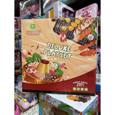 Hộp đồ chơi nấu ăn 2in1 mô hình lẩu và nướng BBQ DELUXE PLAYSET 20D2 - Bộ 118 chi tiết cho bé yêu thích ẩm thực