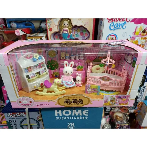 Hộp đồ chơi thỏ trắng với phụ kiện - Bộ trang trí căn phòng trẻ em 5523, mẫu ngẫu nhiên cho bé yêu