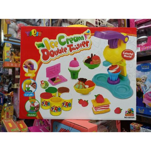 Hộp đồ chơi Đất nặn ICE CREAM DOUBLE TWISTER 8818A - Máy làm bánh và kem cho bé, sáng tạo nghệ thuật vui nhộn