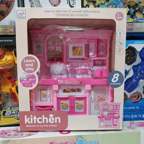Hộp đồ chơi Tủ Bếp Nấu Ăn Happy Kitchen 818-1 - Có Nhạc và Đèn Sáng, Tặng Kèm Pin - Đồ Chơi Thú Vị Cho Trẻ Em