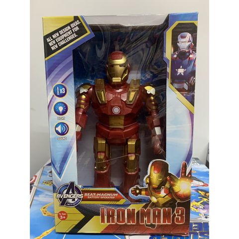 Mô Hình Nhân Vật IRON MAN Biết Đi Có Nhạc & Đèn Phát Sáng - Đồ Chơi Sưu Tầm Siêu Anh Hùng Marvel, Tặng Kèm Pin