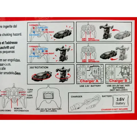 Xe Ô Tô Điều Khiển Từ Xa Biến Hình Robot Phát Sáng 889-18 - Đồ Chơi Tặng Kèm Pin, Giao Màu Ngẫu Nhiên