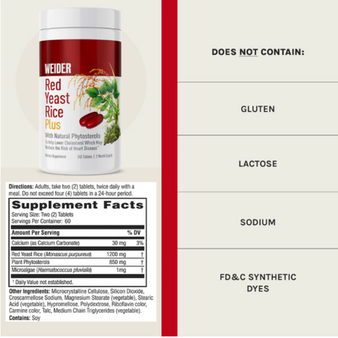 Viên uống hỗ trợ tim mạch Weider Red Yeast Rice Plus 1200mg - Giảm cholesterol, tăng cường sức khỏe, 240 viên