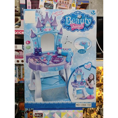 Hộp đồ chơi Bàn trang điểm BEAUTY ANGEL có nhạc và đèn LED phát sáng - Đồ chơi trang điểm cho bé gái, kèm pin miễn phí