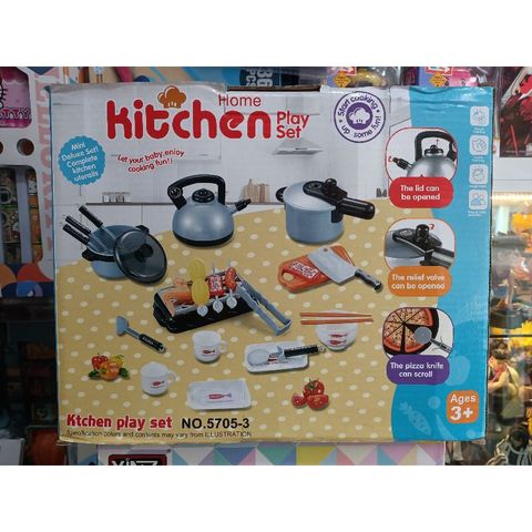 Bộ Đồ Chơi Nhà Bếp KITCHEN PLAY SET - Hộp Nấu Ăn Có Nhạc và Đèn Phát Sáng 5705, Tặng Pin Đi Kèm