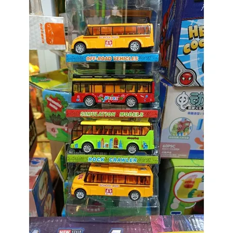 Hộp đồ chơi ô tô buýt kim loại 4 chiếc - Chạy bằng bánh đà, Màu sắc giao ngẫu nhiên, Đồ chơi trẻ em hấp dẫn