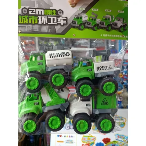 Bộ đồ chơi xe ô tô điện trẻ em 4 chiếc môi trường chạy bánh đà 5001 - Quà tặng thú vị cho bé yêu khám phá thế giới xe cộ