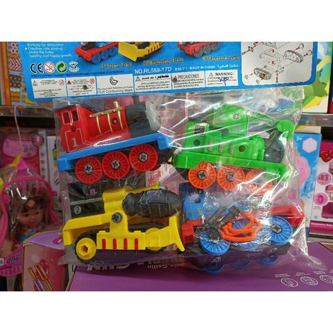 Mô hình 4 chiếc đầu tàu hỏa tháo lắp ASSEMBLE TRAIN chạy bằng bánh đà 589-17D